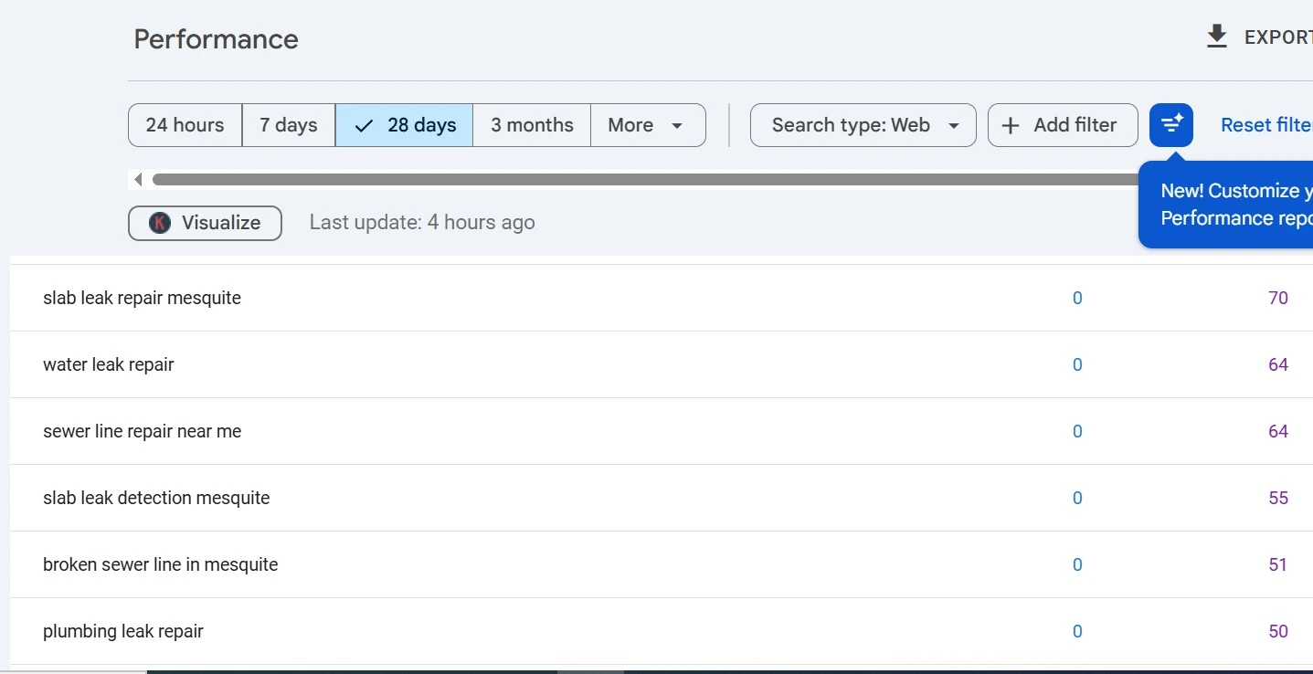GSC keywords screenshot 2 — Buckner Blvd Plumbing