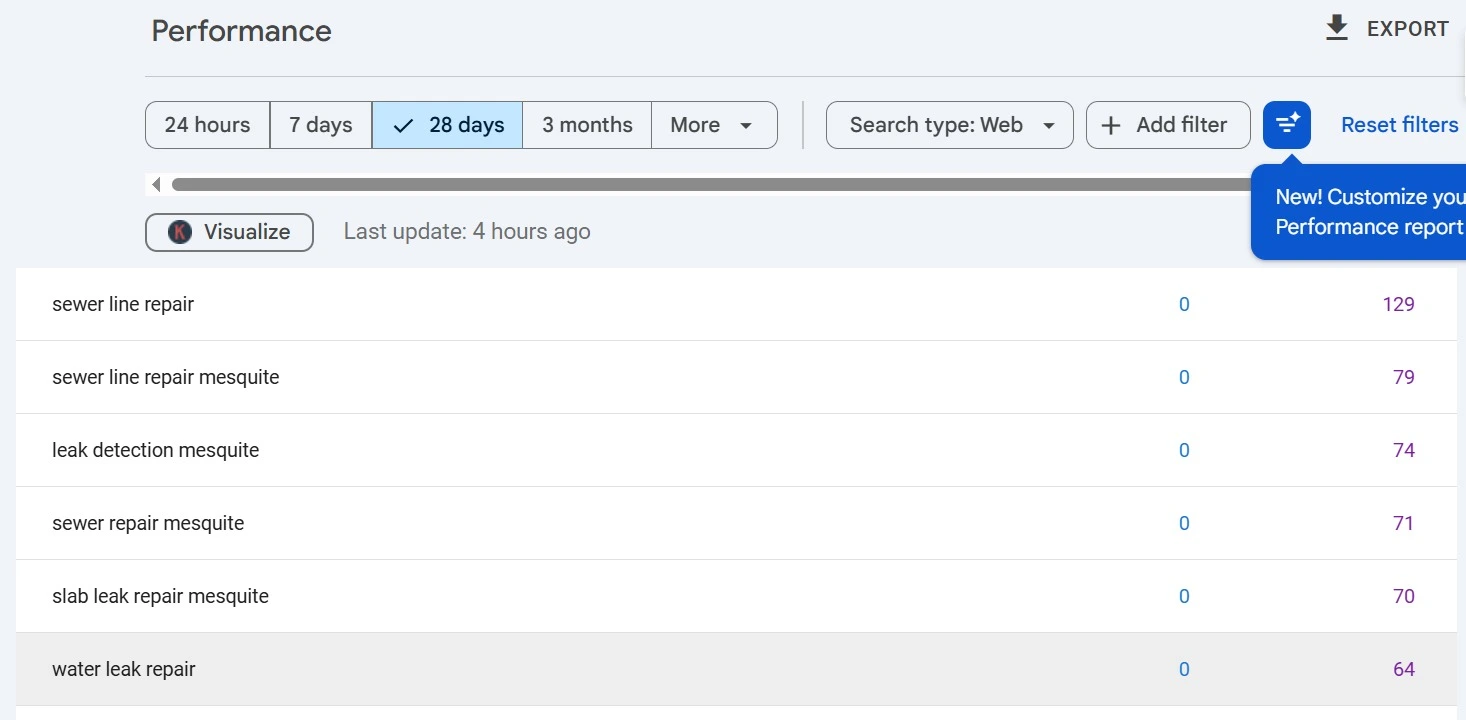 GSC keywords screenshot 1 — Buckner Blvd Plumbing