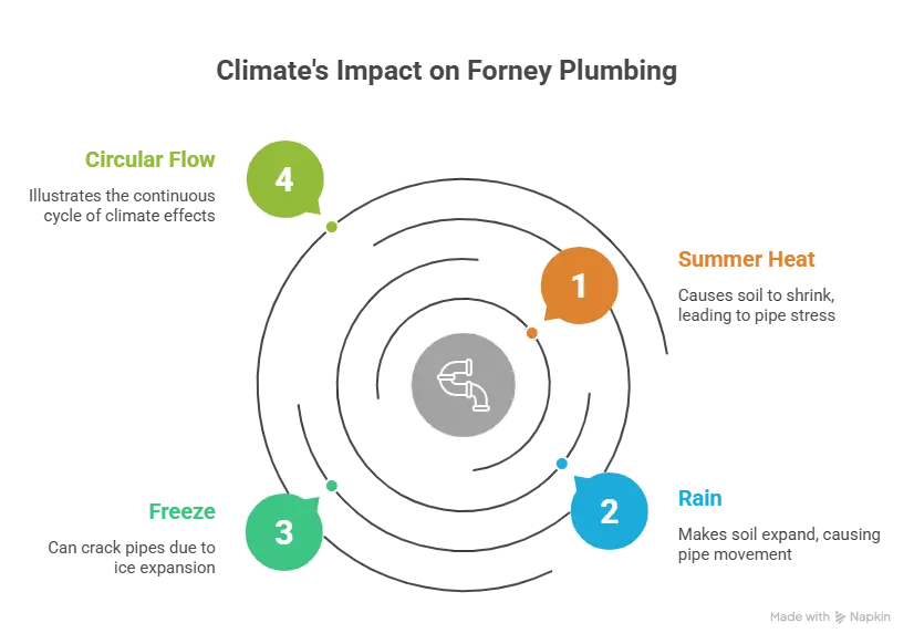 forney tx climate impact on plumbing