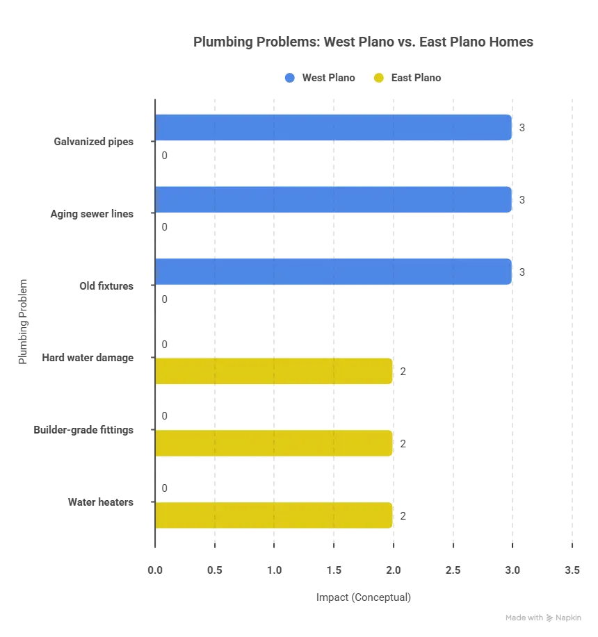 Plano, TX 1 plano tx old vs new homes plumbing problems infographic