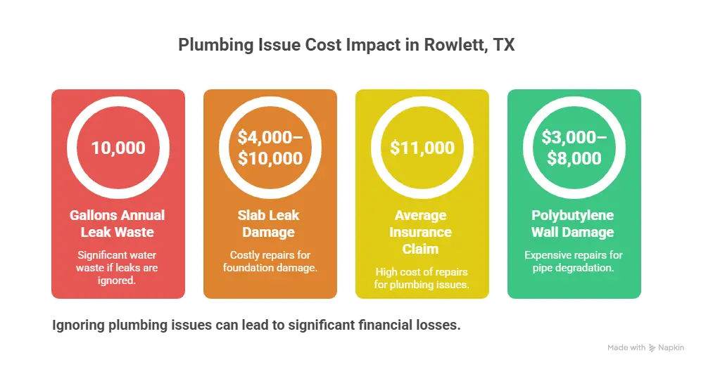 Rowlett, TX 2 plumbing cost damage leaks slab